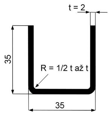 Jekl otevřený U 35 x 35 x 2 mm